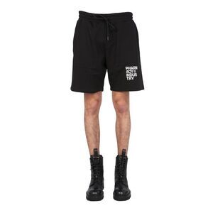 PHARMACY INDUSTRY Men's Branded Drawstring Athletic Shorts Men BLACK Pants